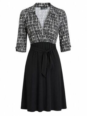 Rare Vintage 90s Jolibel Petite Black Glitter Wrap Dress Made In Canada 12